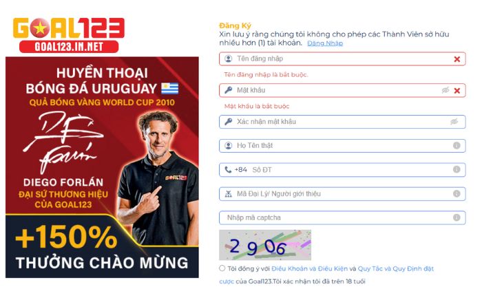 Giới thiệu Đăng ký tài khoản Goal123 nhanh chóng